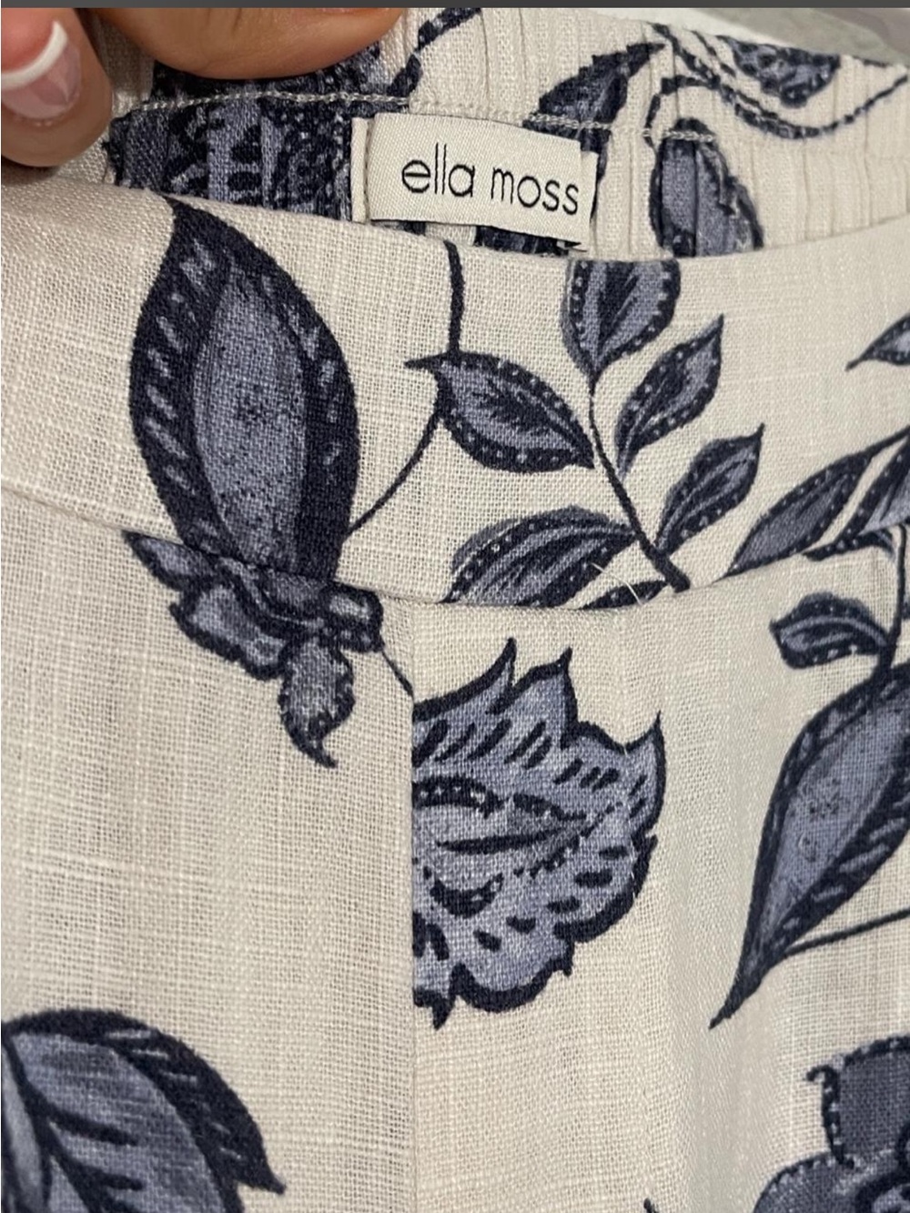 Ella Moss Floral Linen Blend Wide Leg Size M Boutique Resort Coastal - Picture 5 of 5